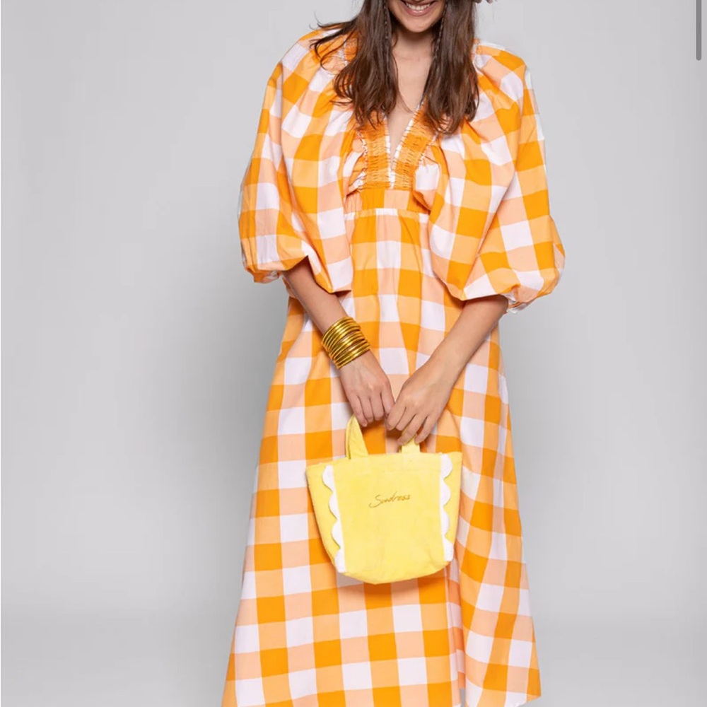NWT Sundress TIYA Gingham Orange long dress